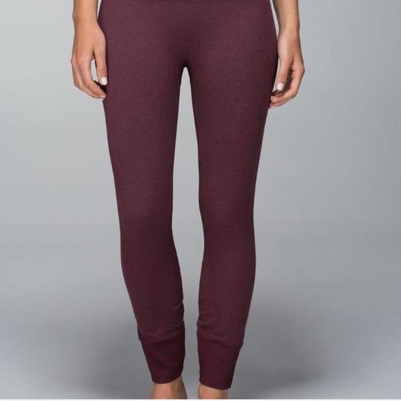 Lululemon Ebb To Street Heathered Bordeaux Drama Burgundy Seamless Leggings 8 - Picture 1 of 9